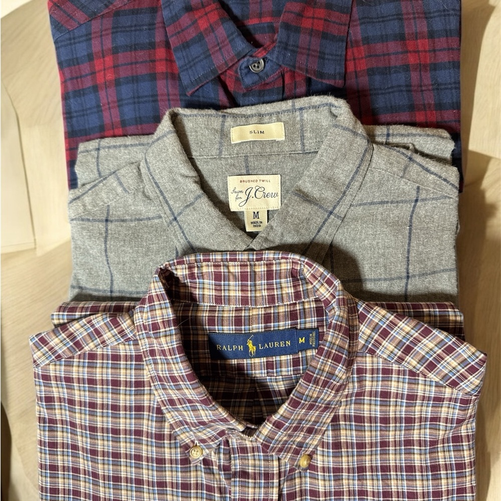 All three!! Ralph Lauren, J.Crew, Banana Republic Men's button long sleeve